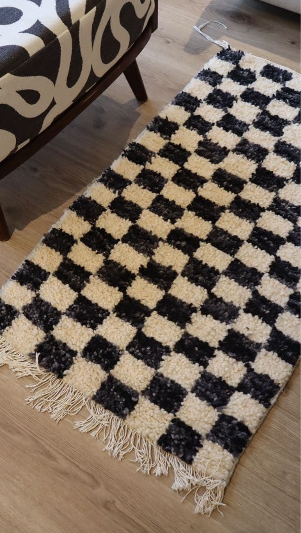 タズナフト チェックラグ（110×63cm）　ベニワレン