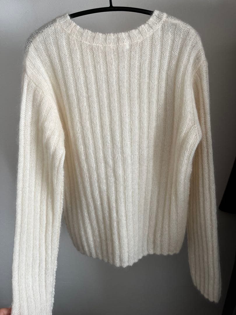 試着のみ　GALERIE VIE　キッドモヘヤクルーネックプルオーバー　ホワイト