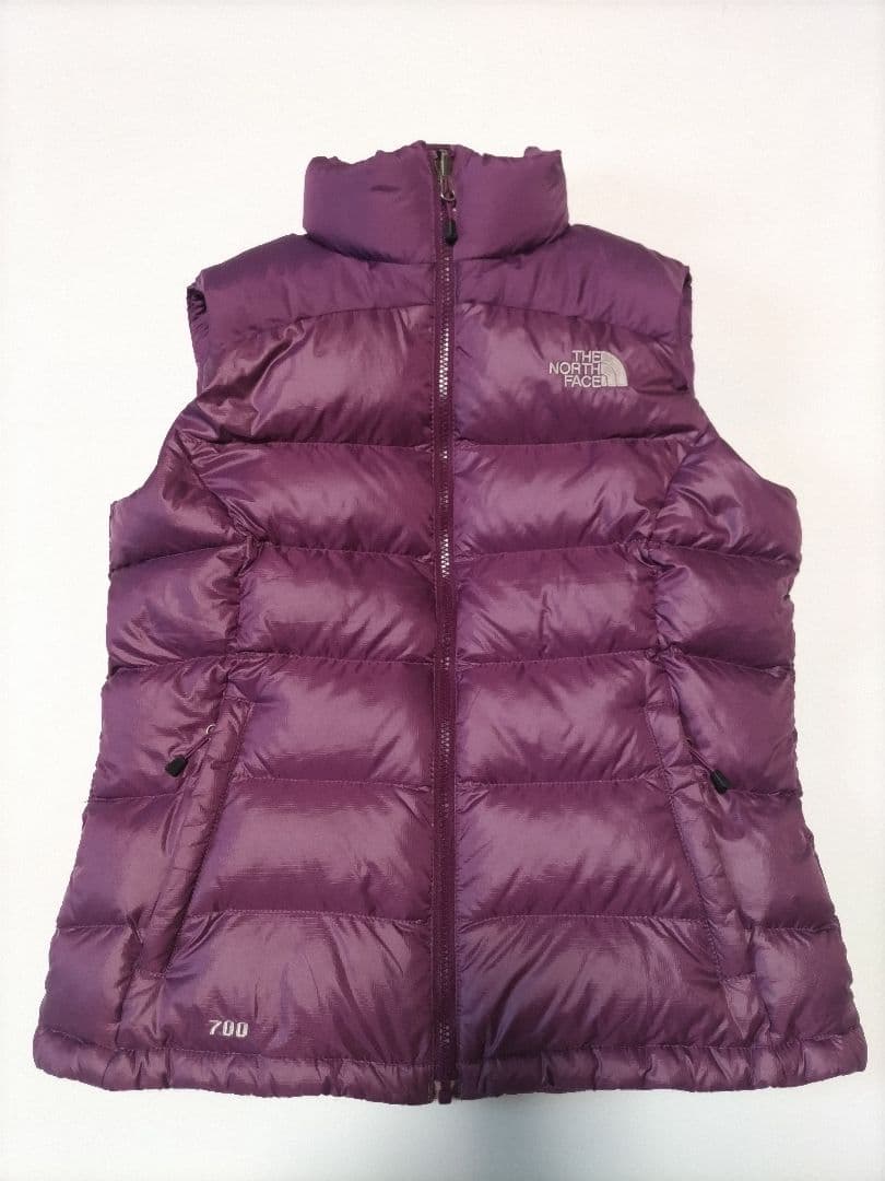 90Lノースフェイスダウンベスト700パープル紫