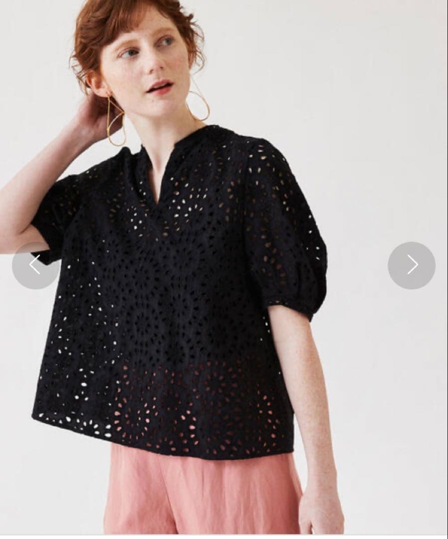 【新品未使用】Ballsey　コットンカットワークレースパフスリーブブラウス