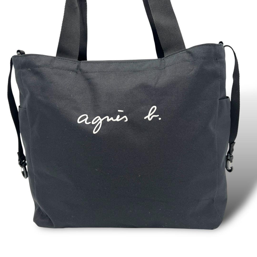 美品 アニエスベー マザーズバッグ トートバッグ 2WAY ブラック 383