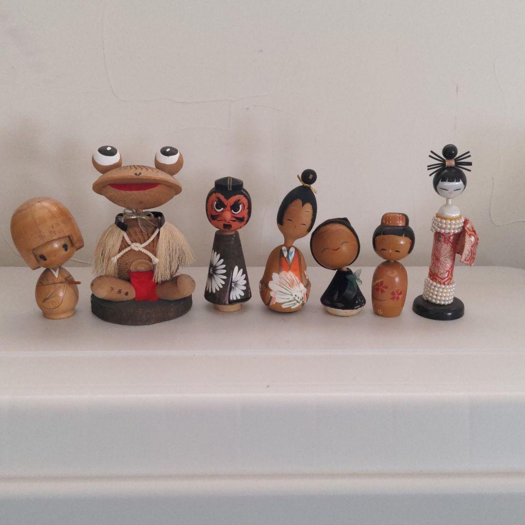 確認ページ　昭和　レトロ　こけし　土産　工芸品　カエル　天狗
