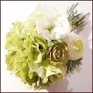高級造花 アーティフィシャルフラワー グリーンホワイトブーケ