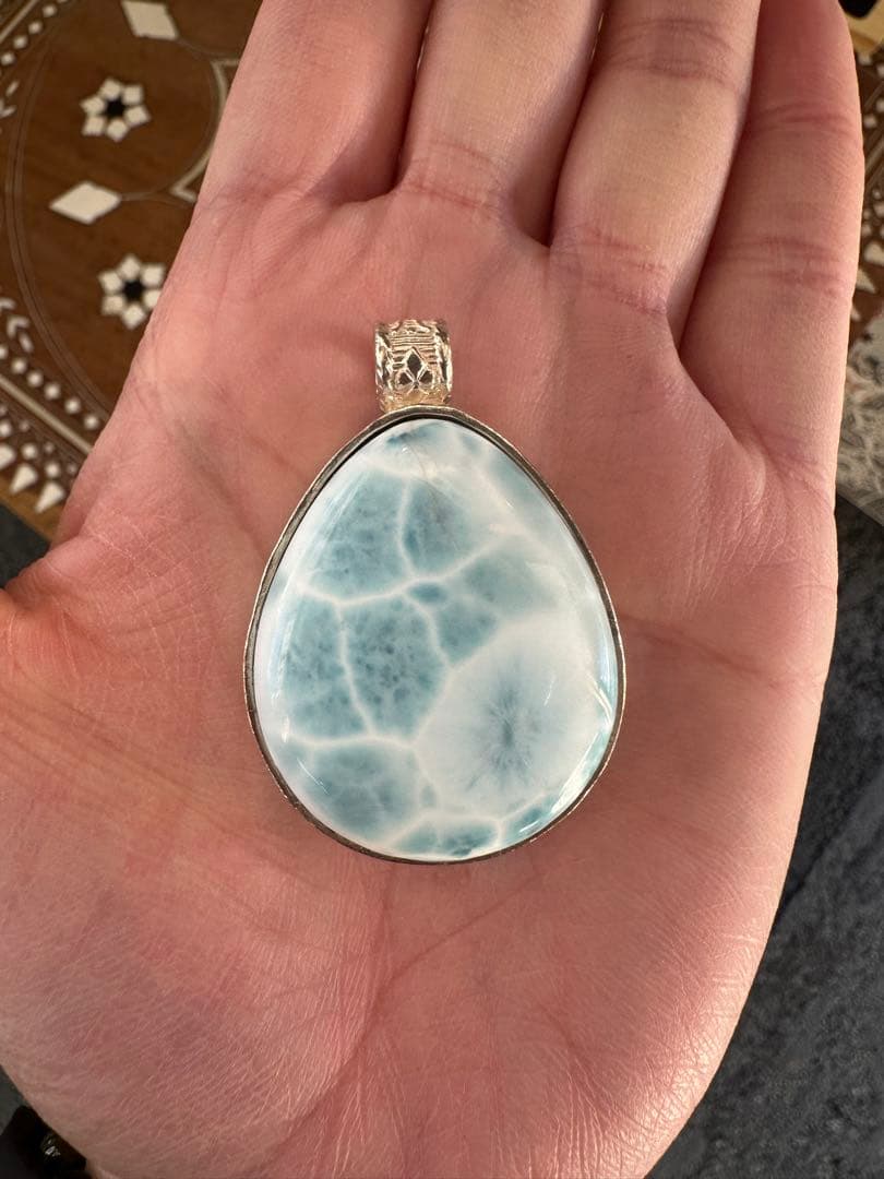 ラリマー涙型ペンダント