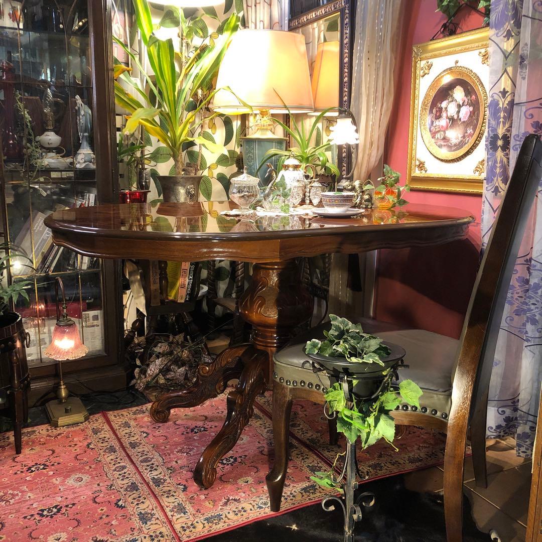 こうママ✨✨ 天板のみSaleヴィンテージ イタリアン象嵌オーバルテーブル