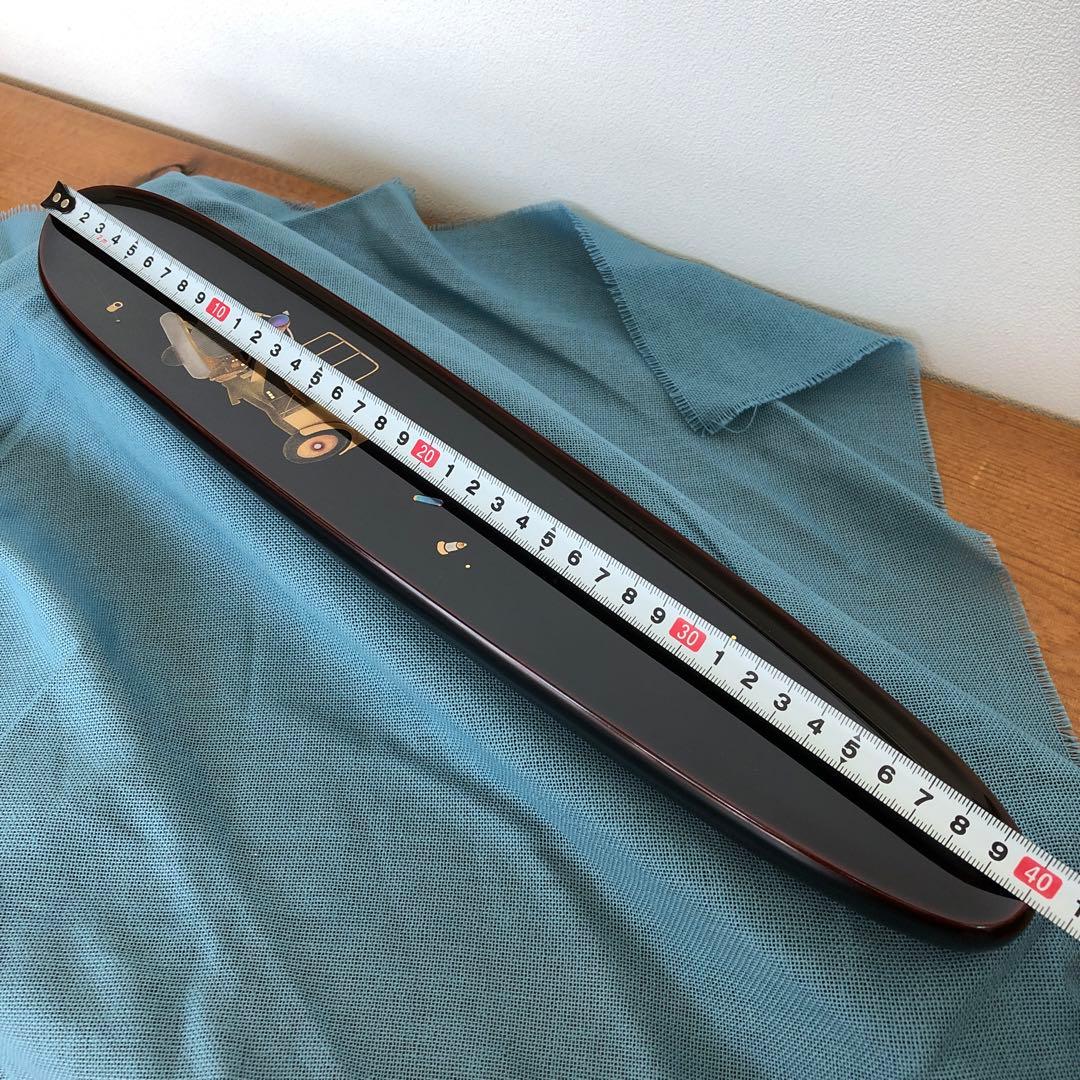 箱瀬淳一　長方ペン皿　40cm漆器　水野式　自動三輪車　蒔絵　飾り皿　輪島塗長皿