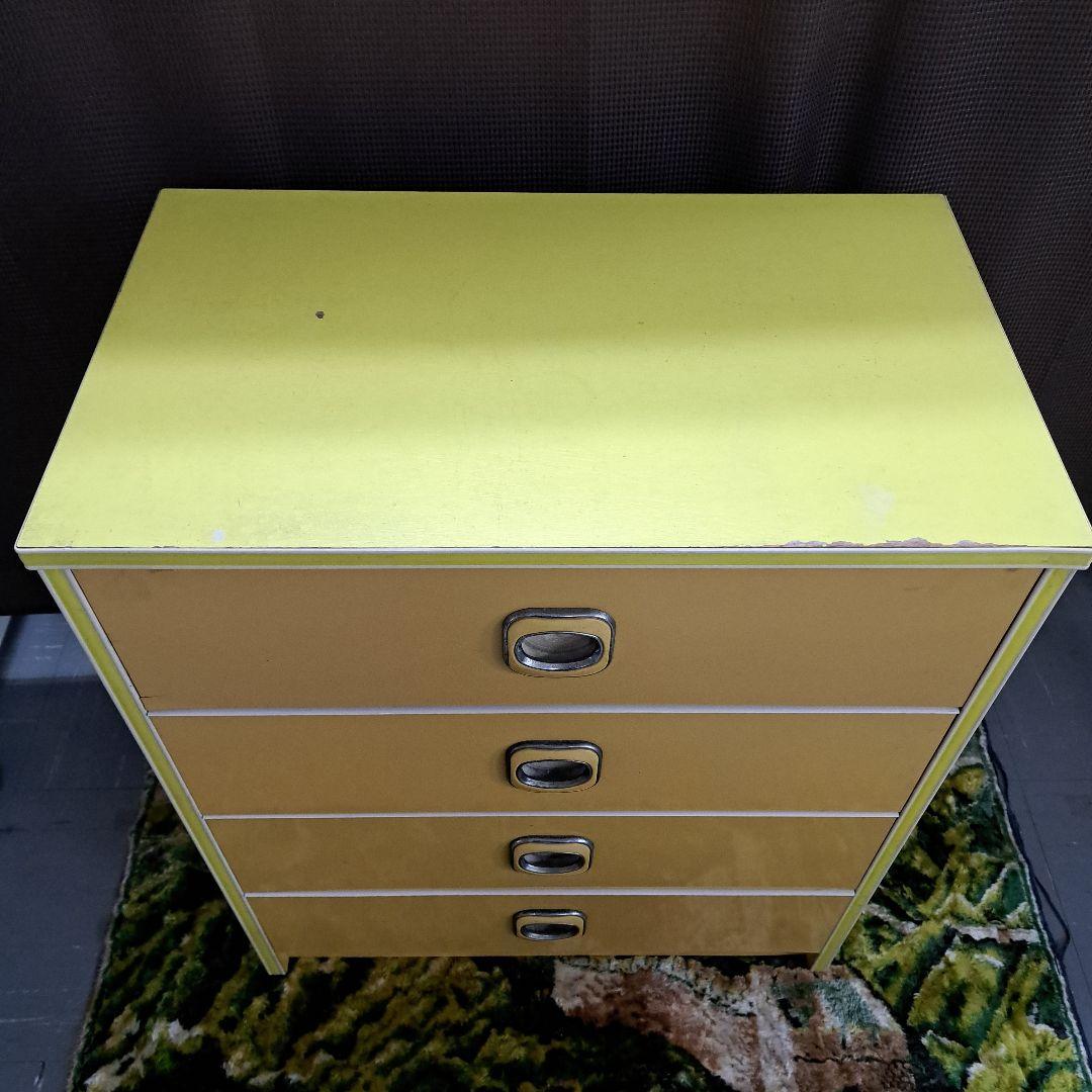 ♡昭和レトロポップ　黄色４段チェスト タンス♡