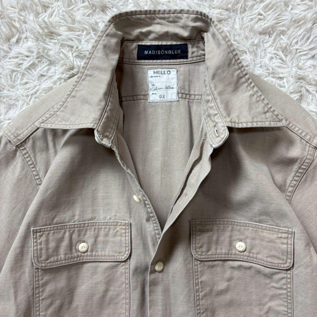 極美品　マディソンブルー　半袖シャツ　ハンプトン　ベージュ　2
