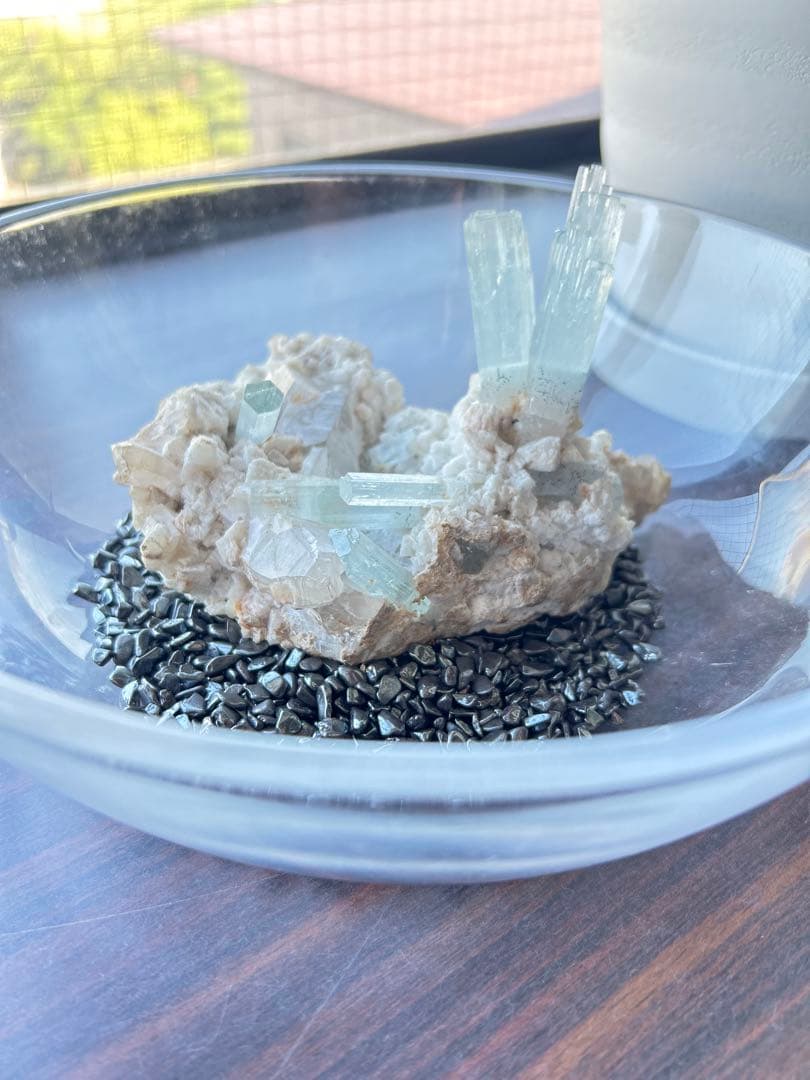 【雲母アクアマリン】世界に一つ！天然石　原石　雲母つき