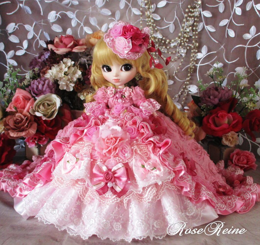 kページ ベルサイユの薔薇 ローズピンクの高級ロココ調ロングトレーンドレス