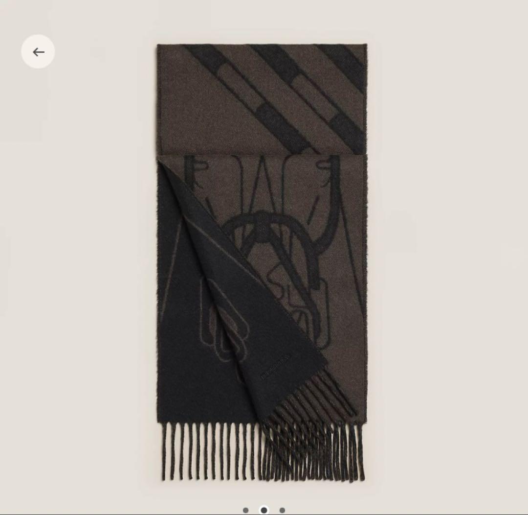 エルメス　カシミヤマフラー 《テット・ア・テット・エケストル》　新品　黒／カフェ