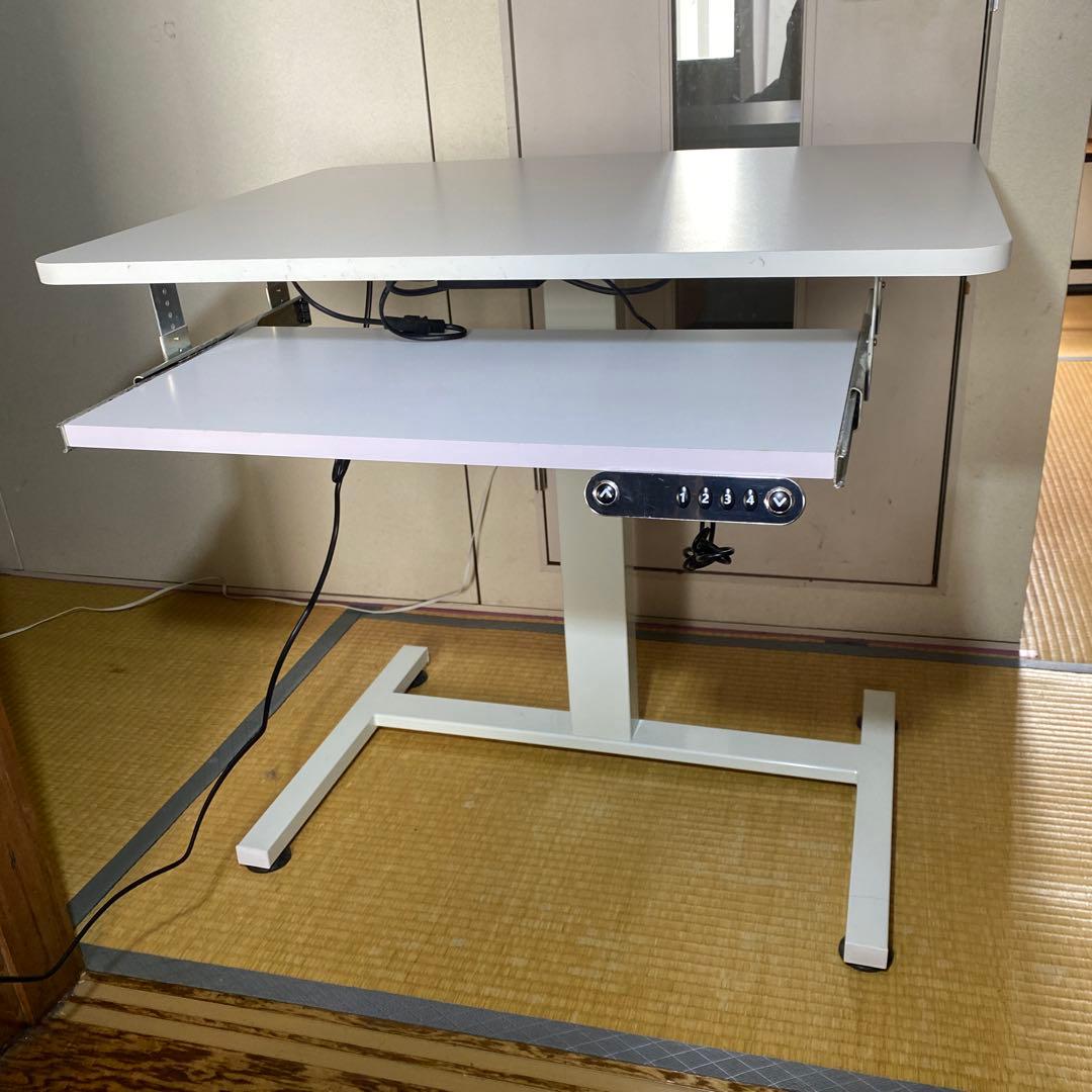 BilBil デスク 電動式 テーブル パソコンラック 電動昇降式机 ホワイト
