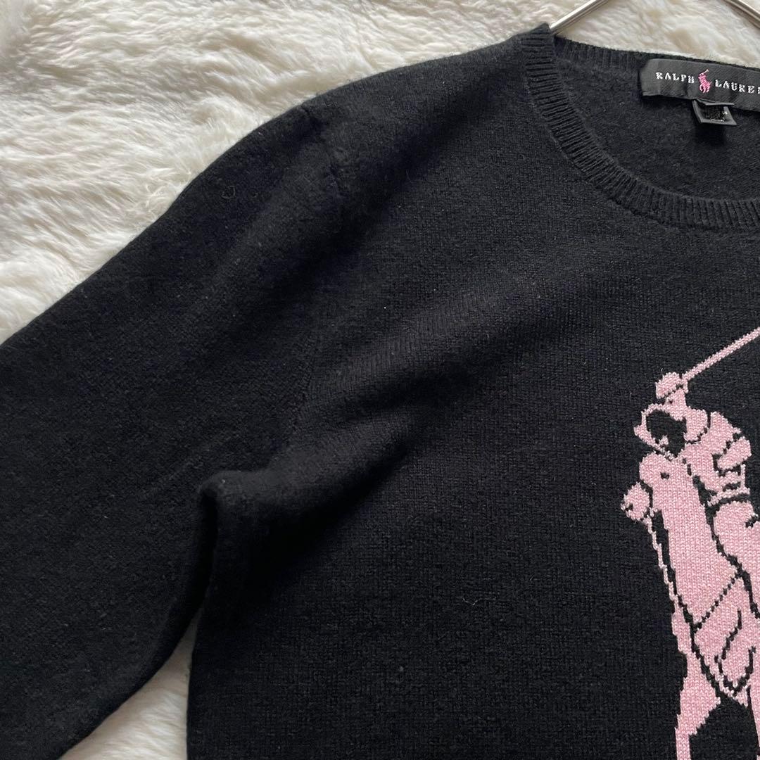 極美品✨ラルフローレン 黒タグ カシミヤ100% ビッグポニー ニット M 黒