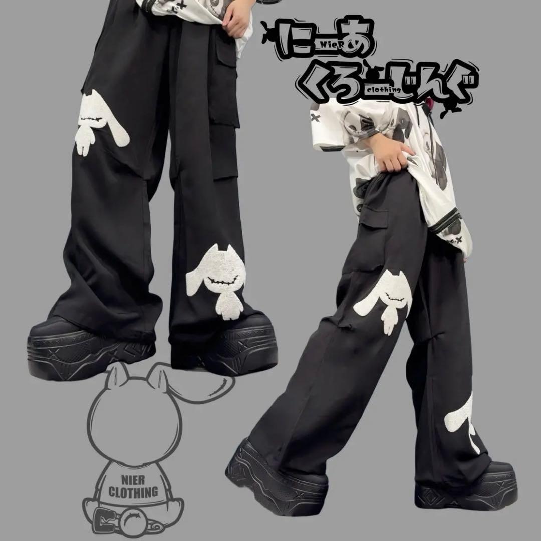 NieR 立体パイル生地UNISEX WIDE CARGO PANTS
