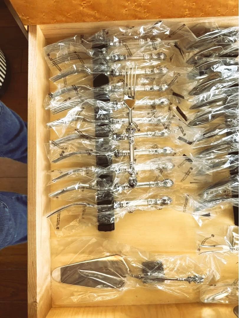 Gourmet-Silber カトラリー収納 サイドテーブル&銀食器セット