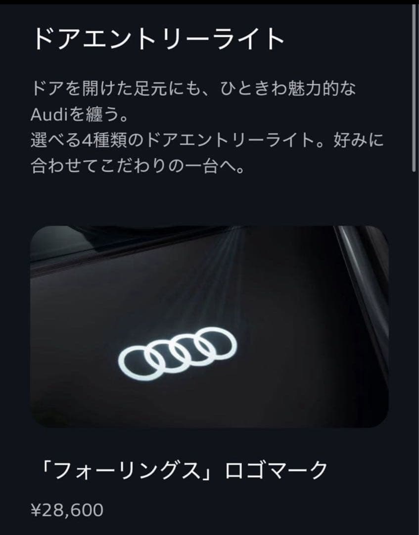 アウディ Audi 純正 ドアエントリーライト カーテシランプ フォーリング