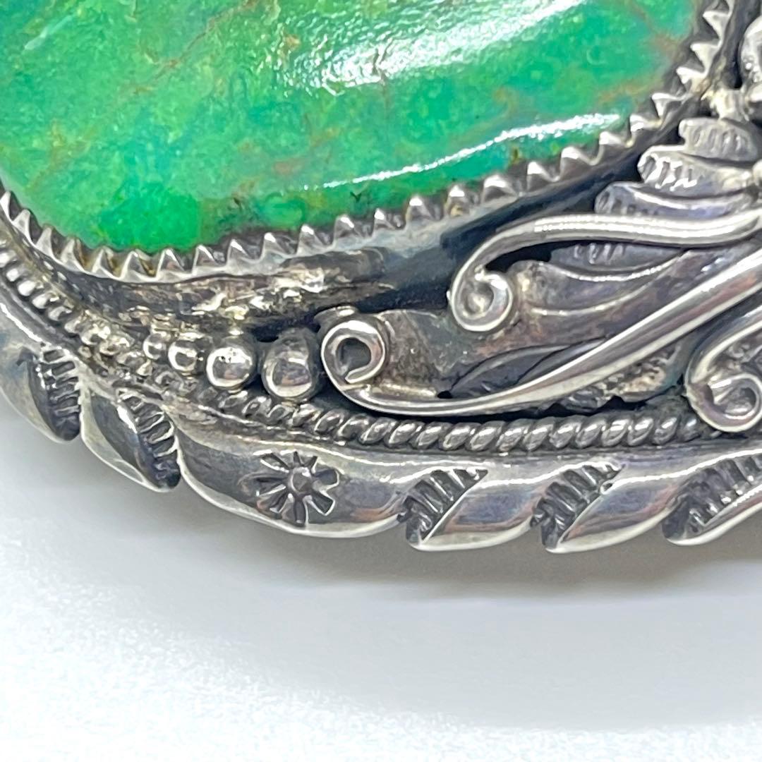 なな ●NAVAJO・ナバホ族●グリーンターコイズ2石●アンティーク●シル