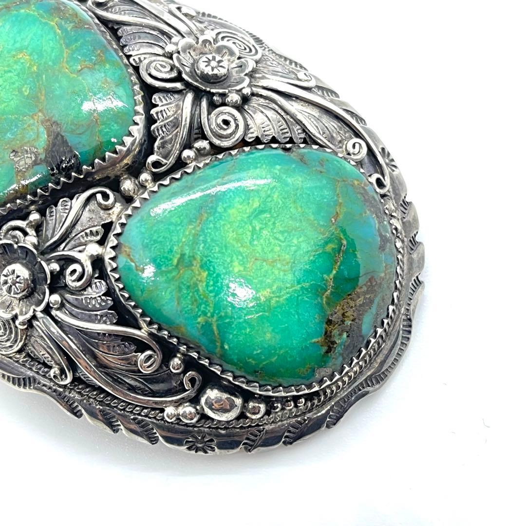 なな ●NAVAJO・ナバホ族●グリーンターコイズ2石●アンティーク●シル