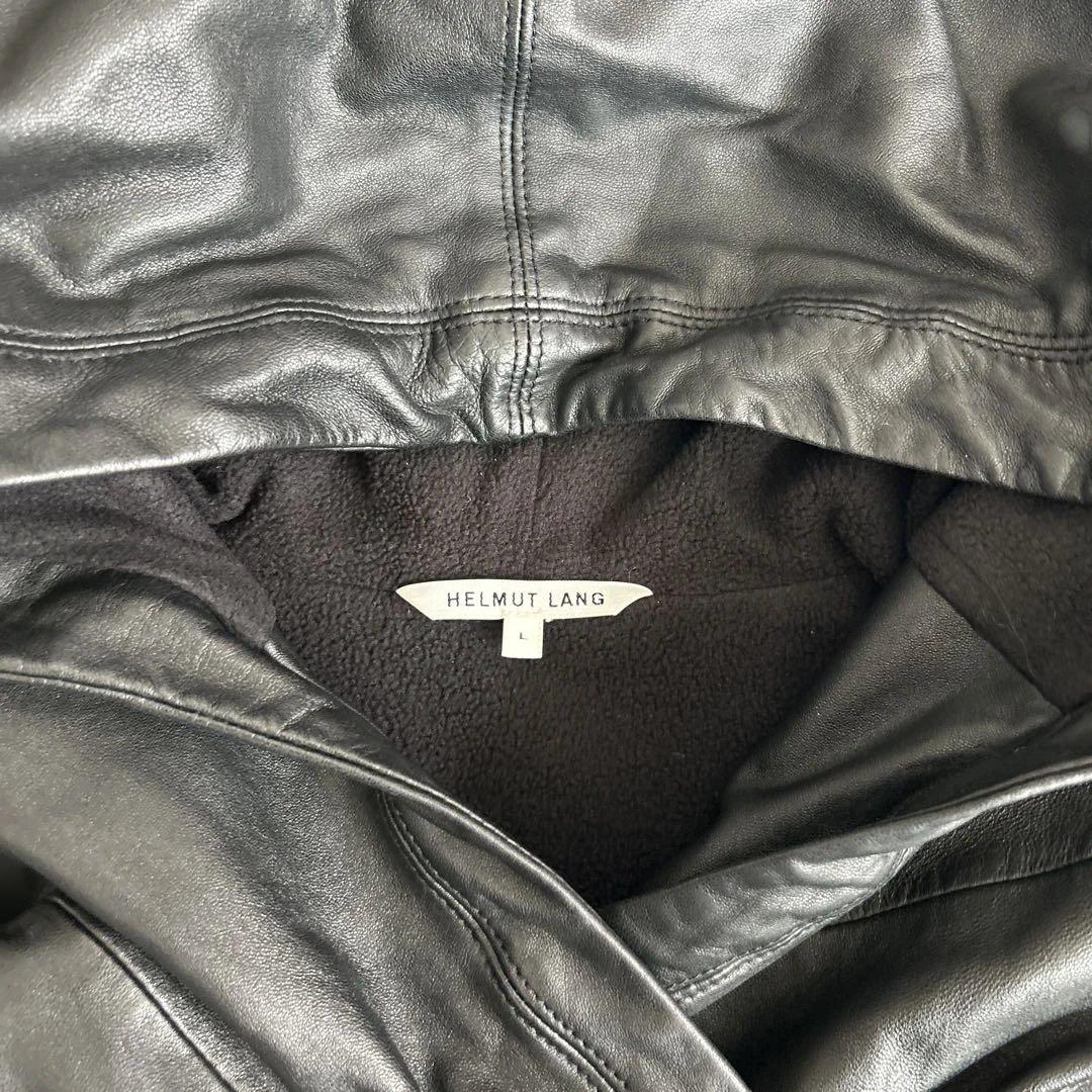 HELMUT LANG フード付きレザージャケット ブラック