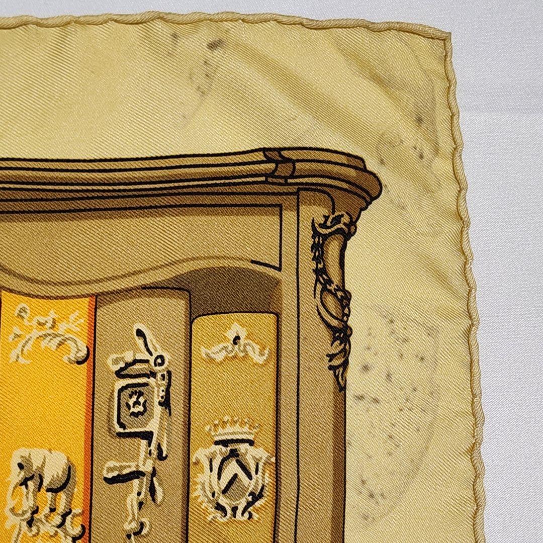 ★HERMES★エルメス ミニスカーフ カレ40 本 本棚 マスタードイエロー.