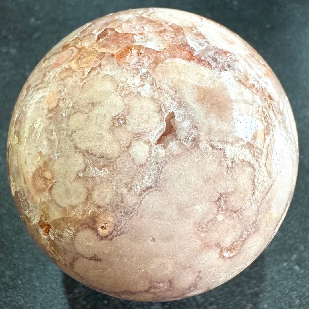 ピンクアメシスト　フラワーアゲート　スフィア　約64mm