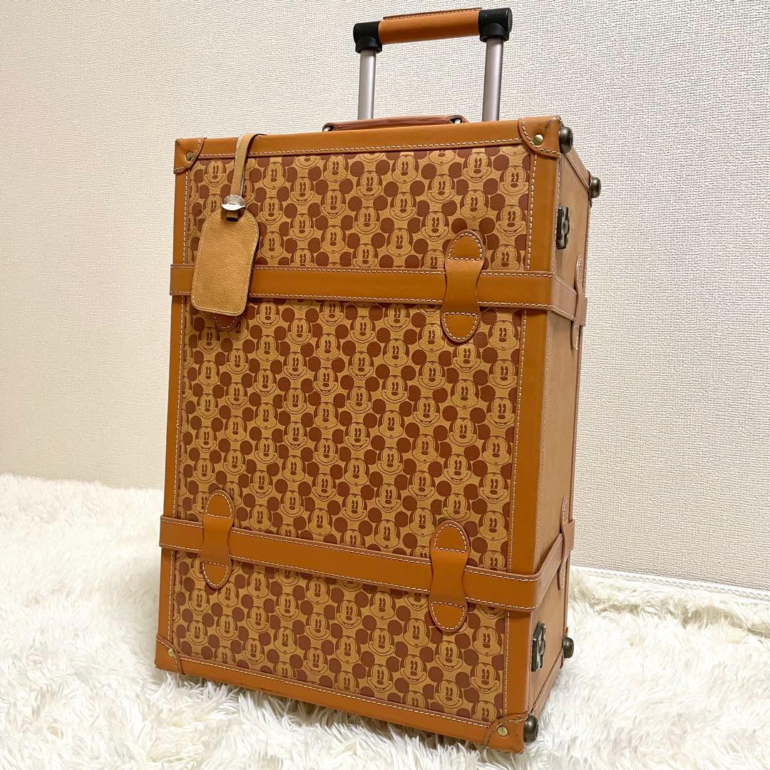 ディズニー Disney キャリーケース ミッキー ブラウン 総柄 レザー