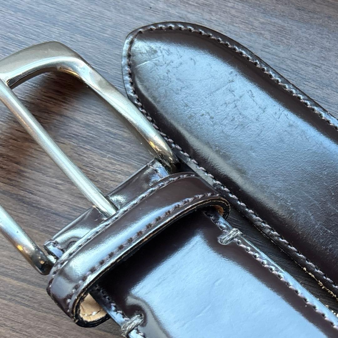 ポールスミス 希少 最高級シェルコードバン レザーベルト ダークブラウン 日本製