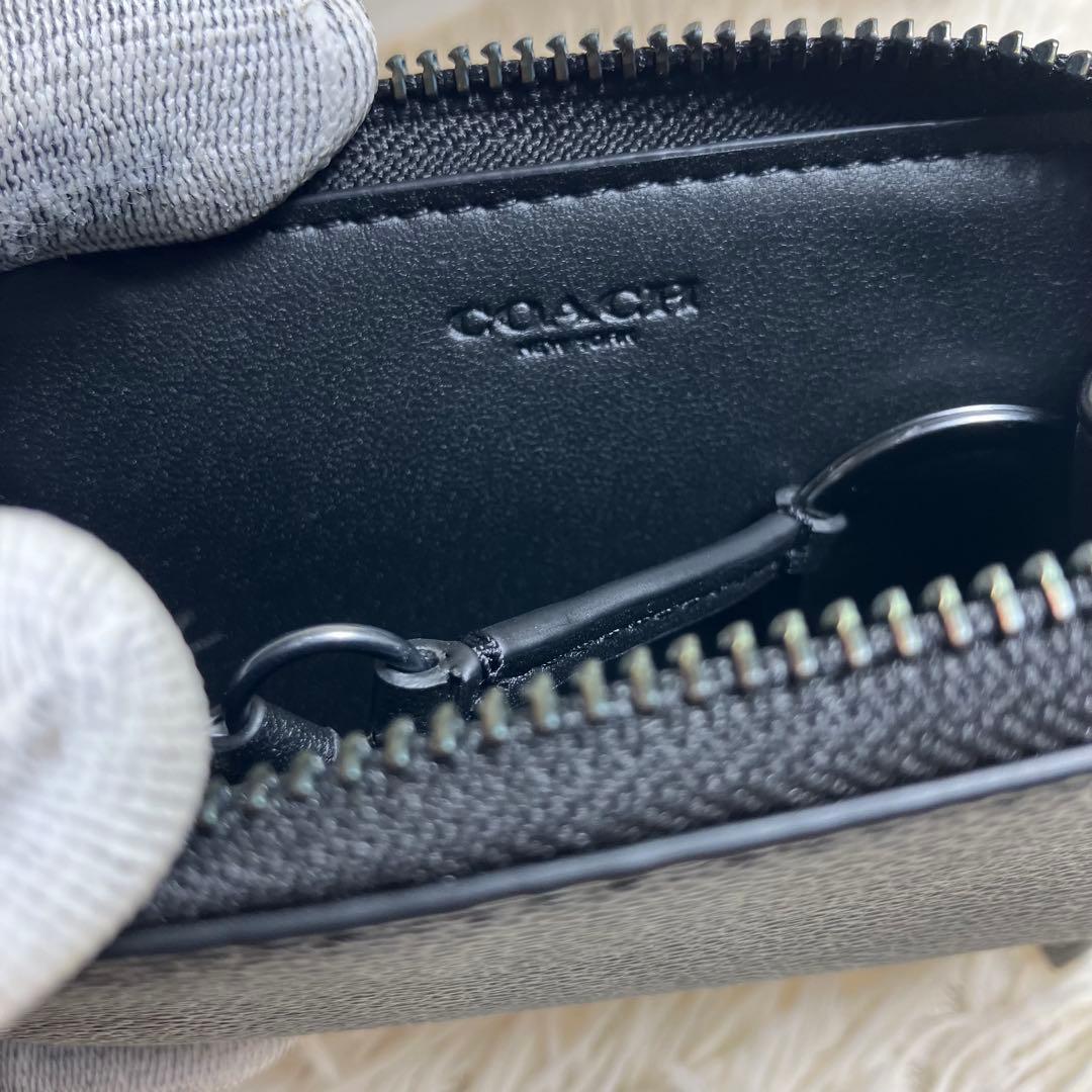 未使用品 COACH ケース シグネチャー チャコール リング付き