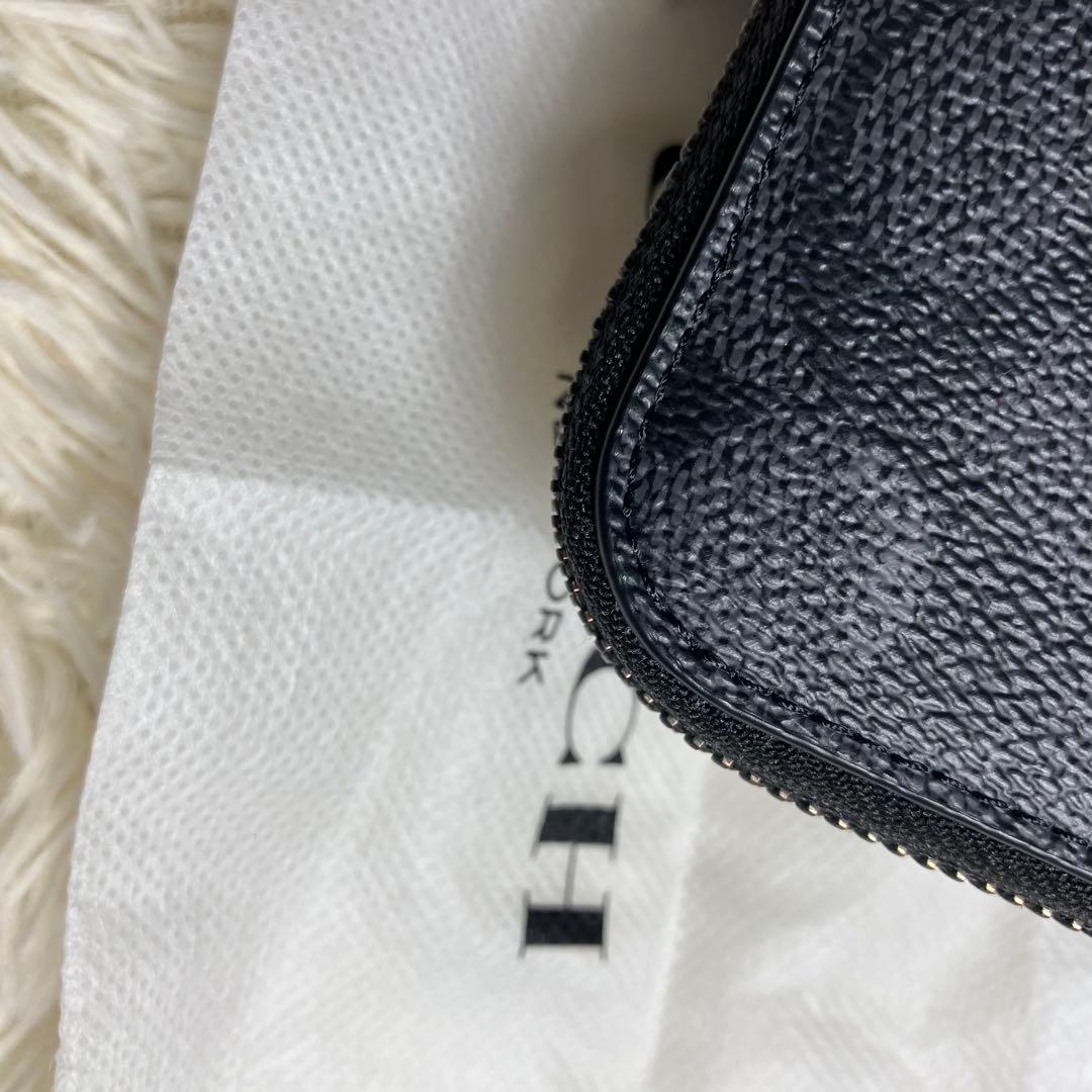 未使用品 COACH ケース シグネチャー チャコール リング付き