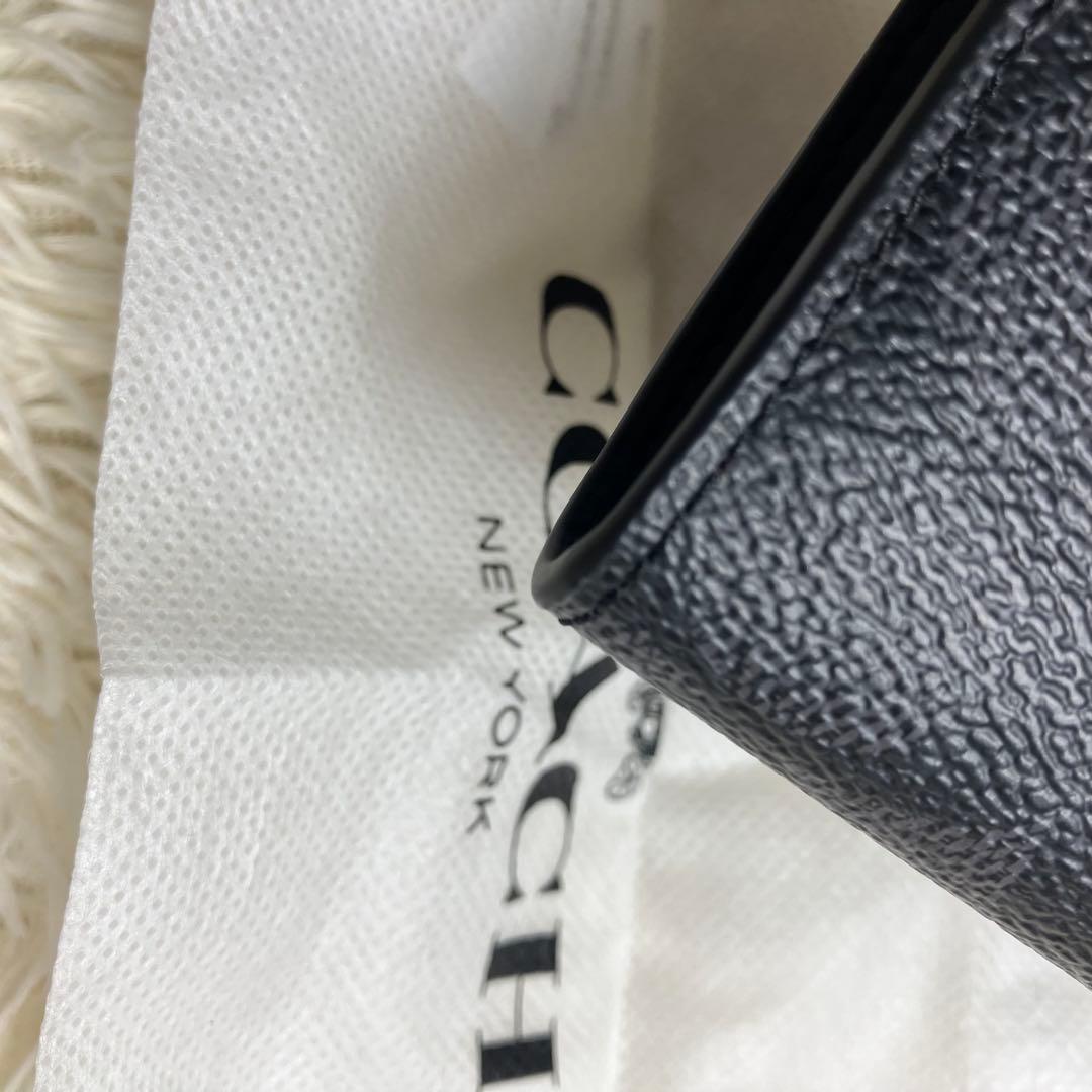 未使用品 COACH ケース シグネチャー チャコール リング付き