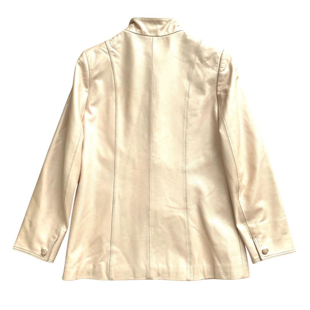 美品 \"BALMAIN\" ラムレザー ジャケット アイボリー