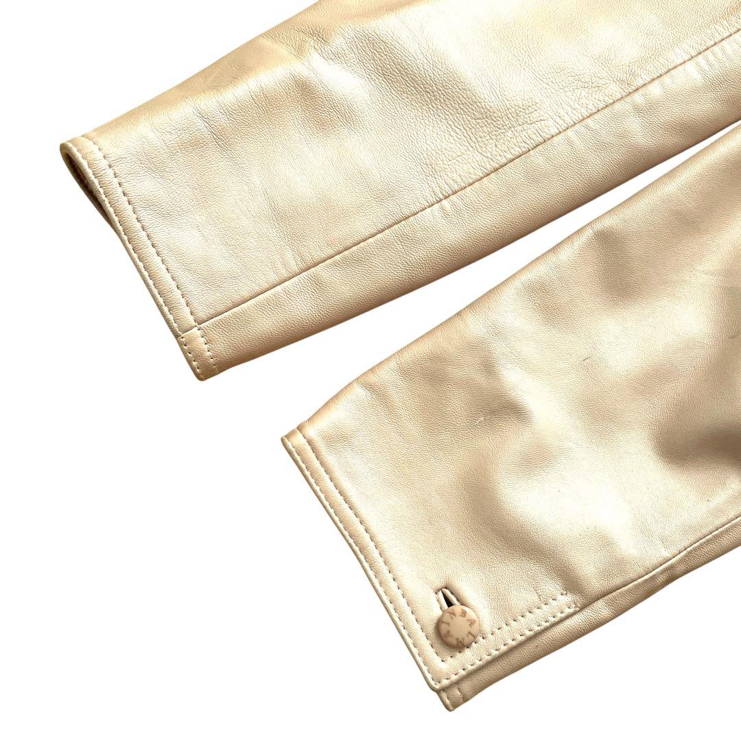 美品 \"BALMAIN\" ラムレザー ジャケット アイボリー