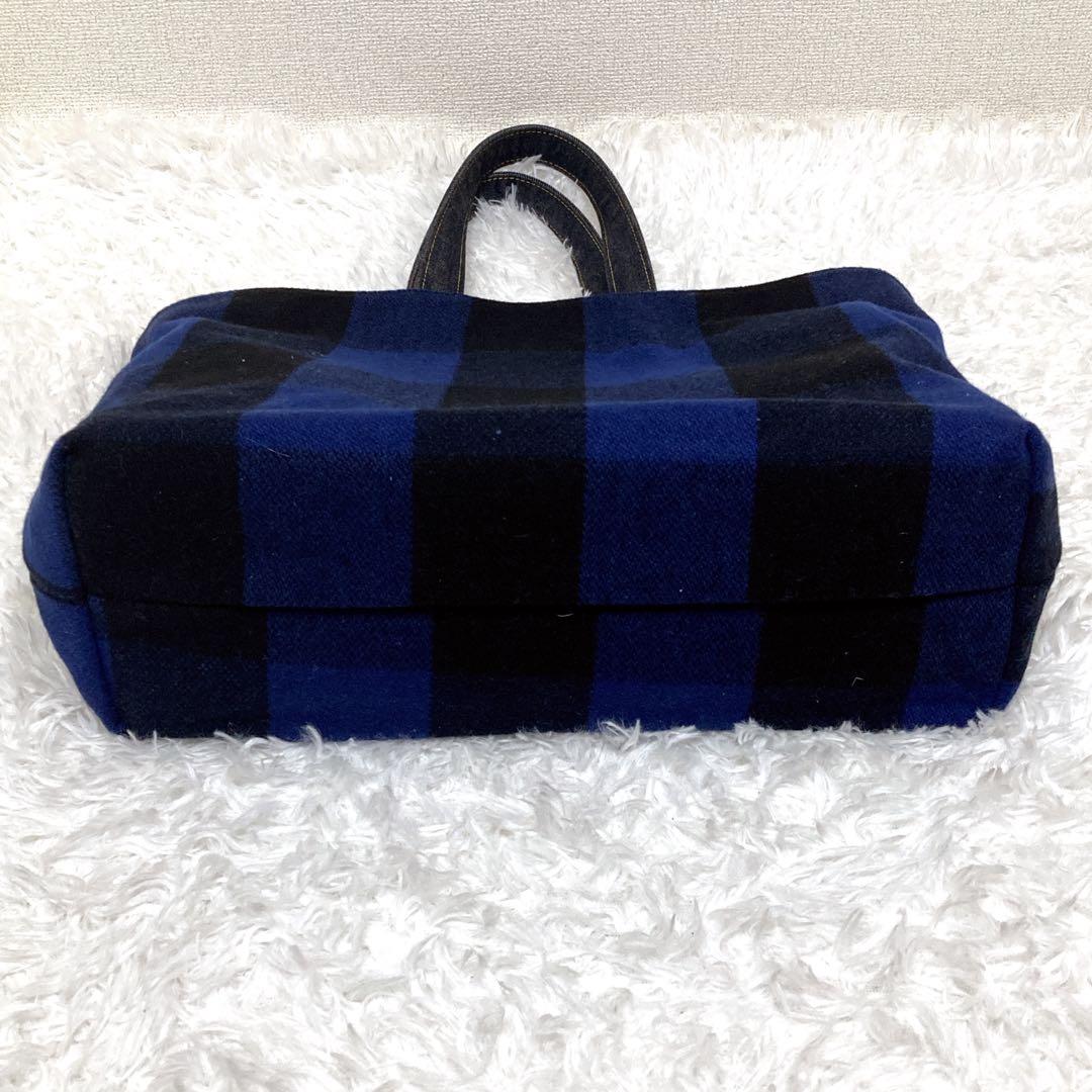 【極美品】クッシュマン リバーシブル デニム チェック トートバッグ ラージ
