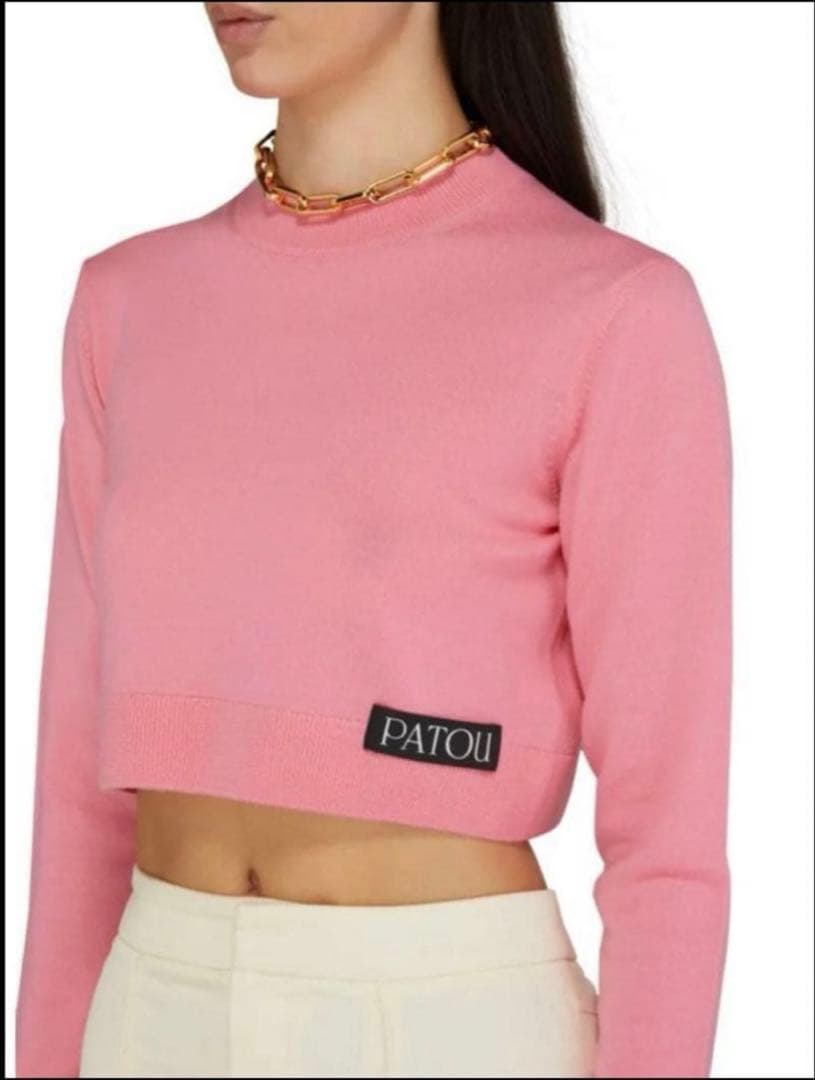 PATOU パトゥ クロップド丈 ロゴニットトップス