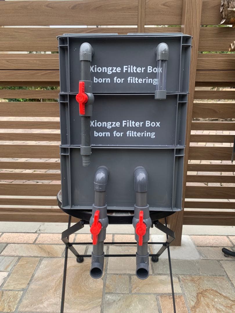 25W水中ポンプ濾過材2段付き　水槽池用フィルター外部式濾過器装置オーバーフロー