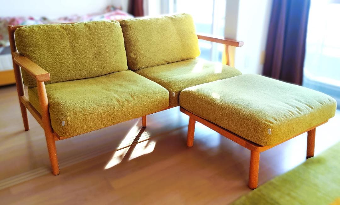 【送料込】【美品】オリーブグリーン 北欧テストのオットマン