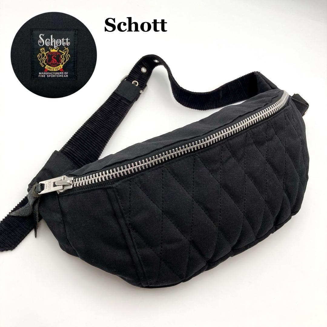 激レア！極美品✨ Schott ボディバッグ 黒 キルティング ボトルホルダー付