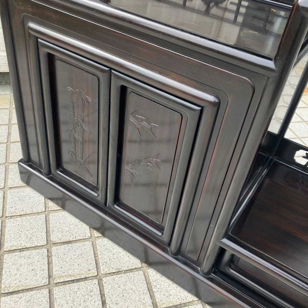 唐木家具 紫檀 茶箪笥 飾り棚 中国骨董 李朝 唐草透彫り サイドボード 古家具