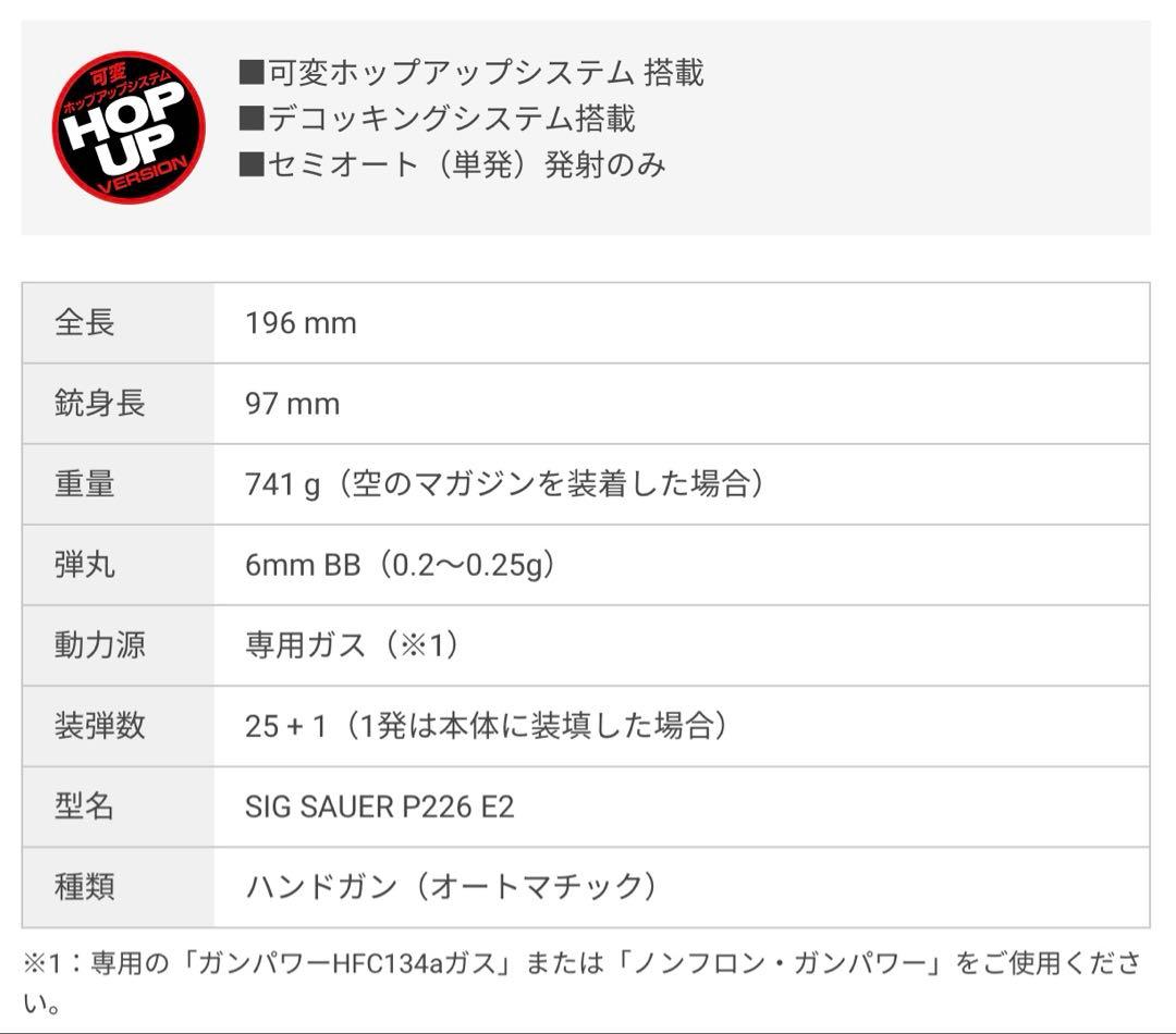 【美品】東京マルイ SIG SAUER P226E2 No.48