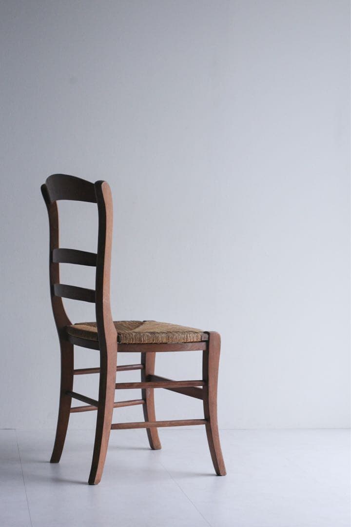 【SALE品】　フランス　ラッシュ編みチェア　無垢材　ダイニングチェア　古家具
