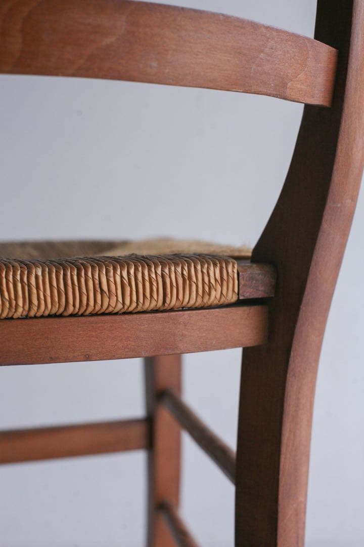 【SALE品】　フランス　ラッシュ編みチェア　無垢材　ダイニングチェア　古家具