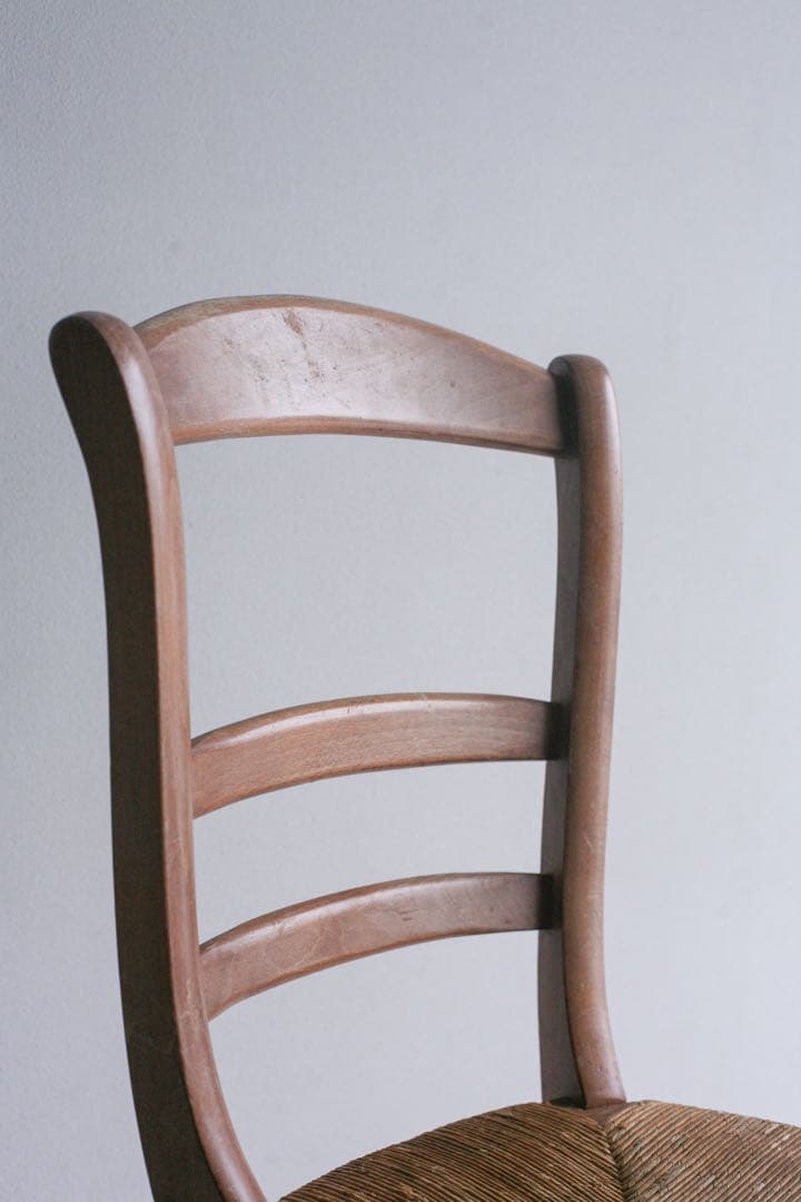 【SALE品】　フランス　ラッシュ編みチェア　無垢材　ダイニングチェア　古家具