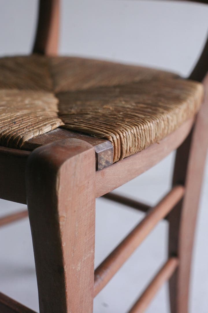 【SALE品】　フランス　ラッシュ編みチェア　無垢材　ダイニングチェア　古家具