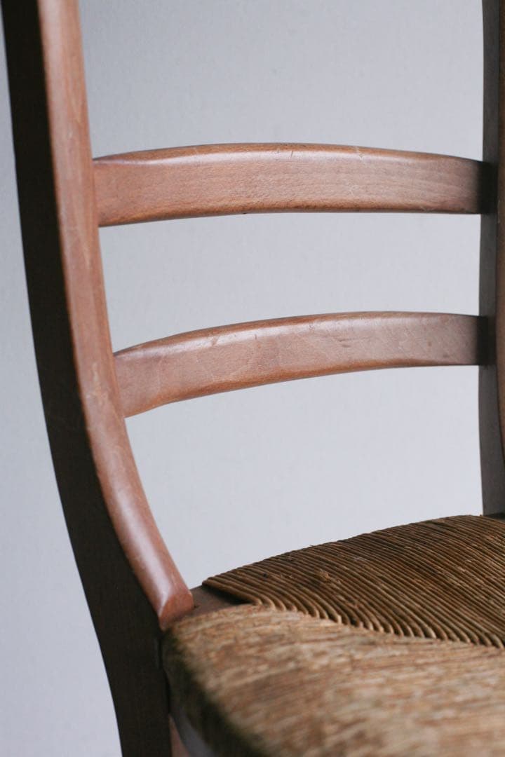 【SALE品】　フランス　ラッシュ編みチェア　無垢材　ダイニングチェア　古家具