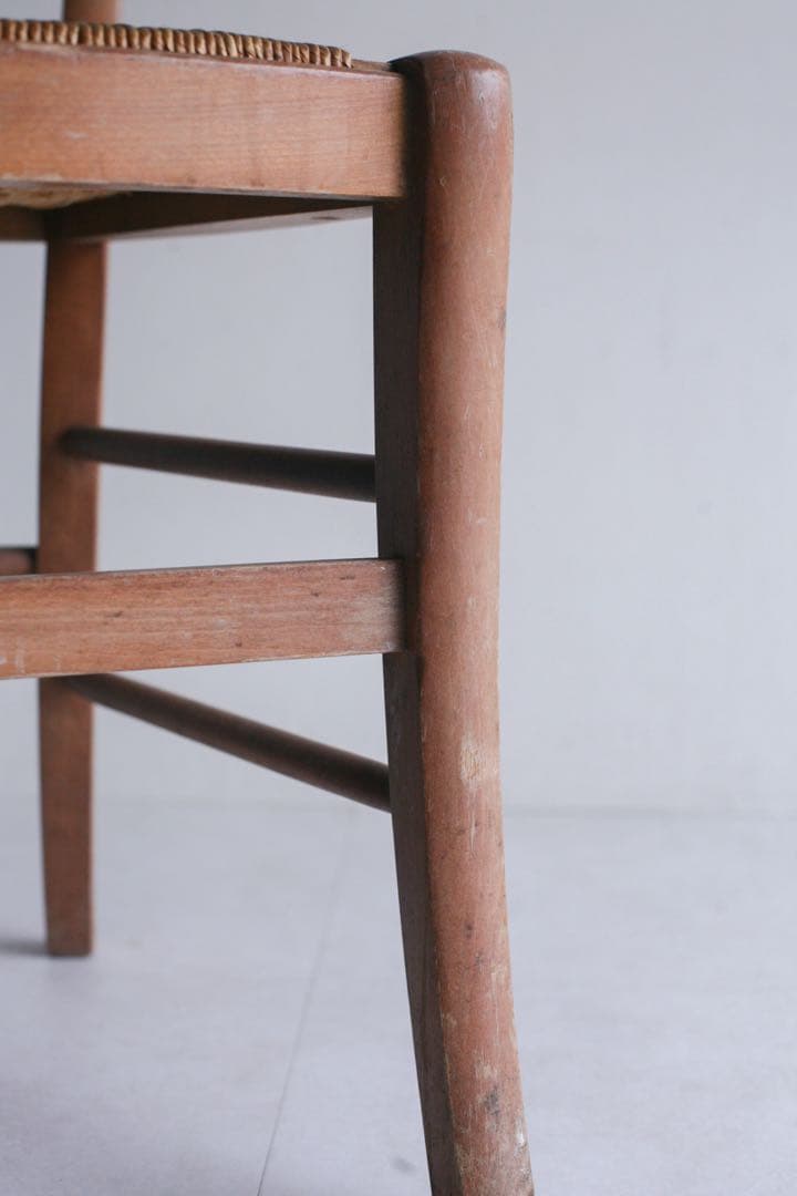 【SALE品】　フランス　ラッシュ編みチェア　無垢材　ダイニングチェア　古家具