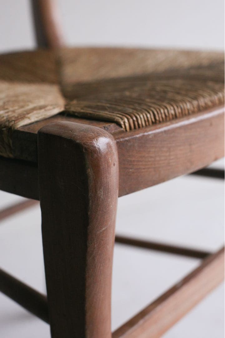 【SALE品】　フランス　ラッシュ編みチェア　無垢材　ダイニングチェア　古家具