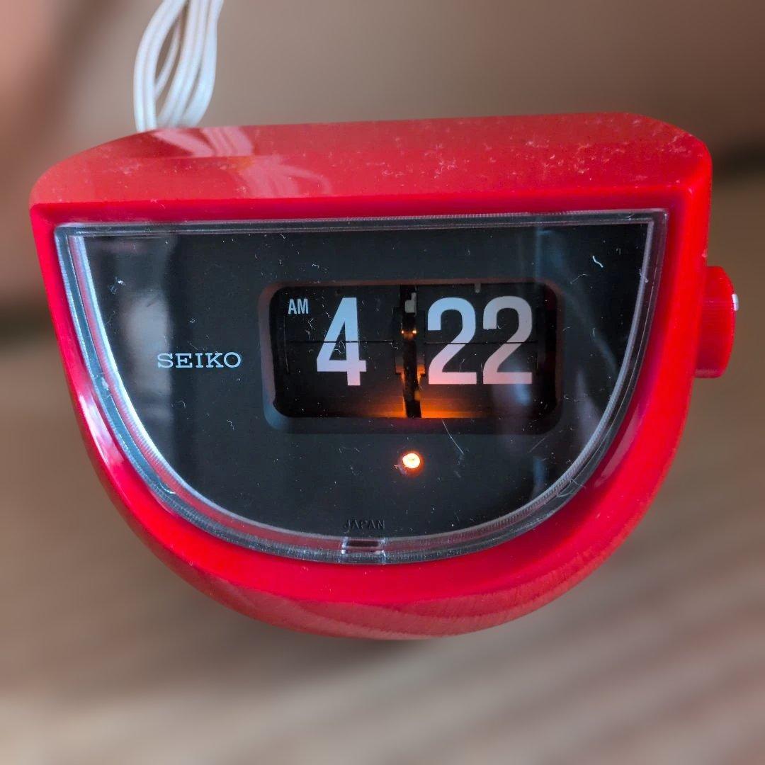 新品未使用 SEIKO 赤 置時計 昭和レトロ パタパタ時計