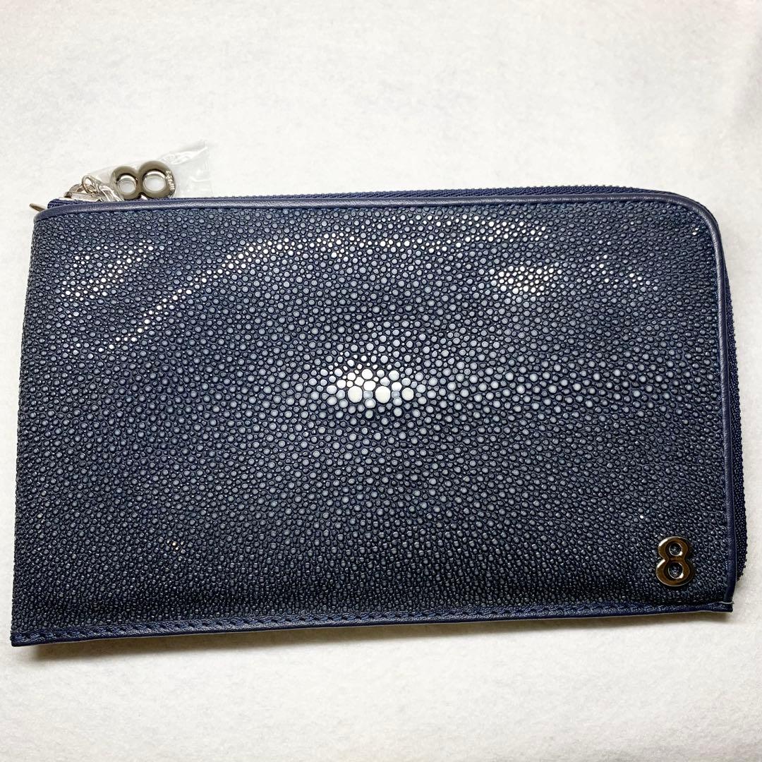 未使用級 muta 財布 ガルーシャ エイ革 カーフレザー L字ファスナー 紺