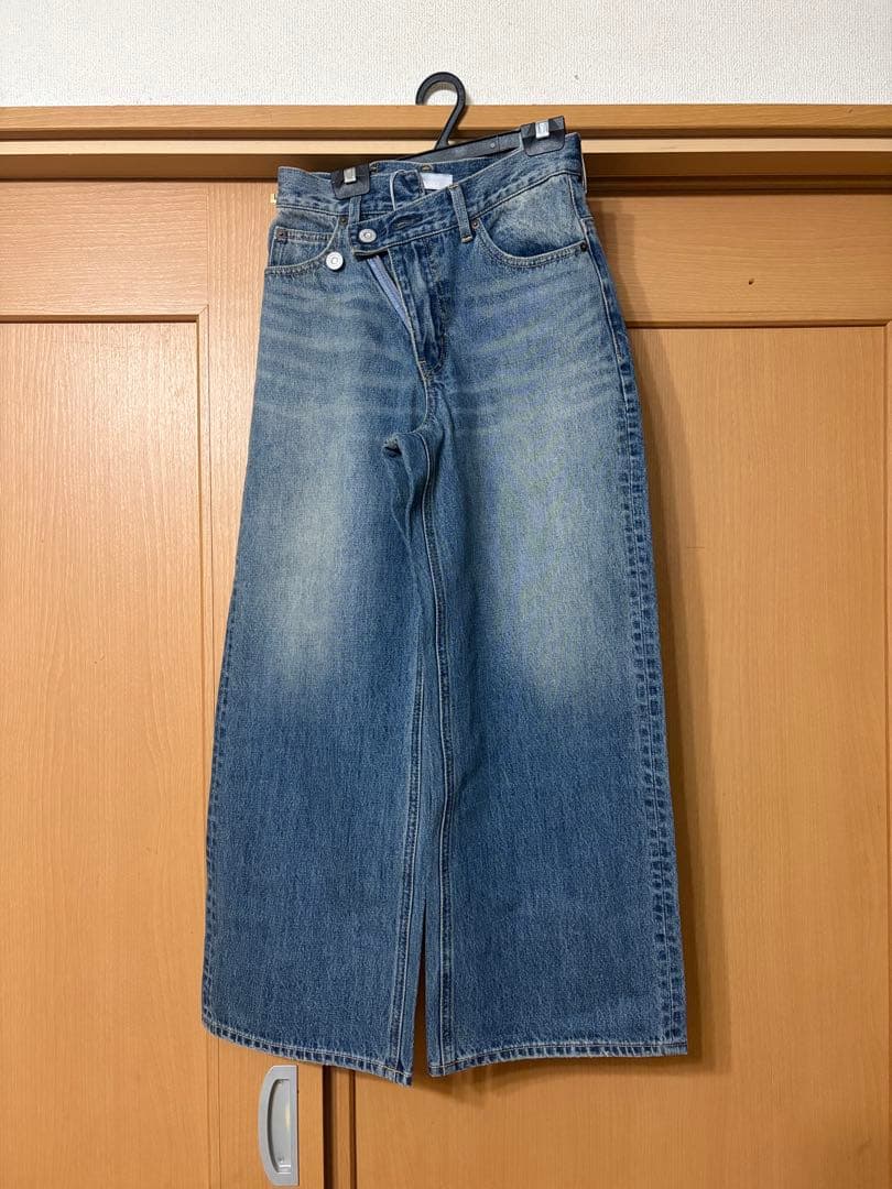 MOUSSY CROSS WAIST WIDE ストレートSサイズ
