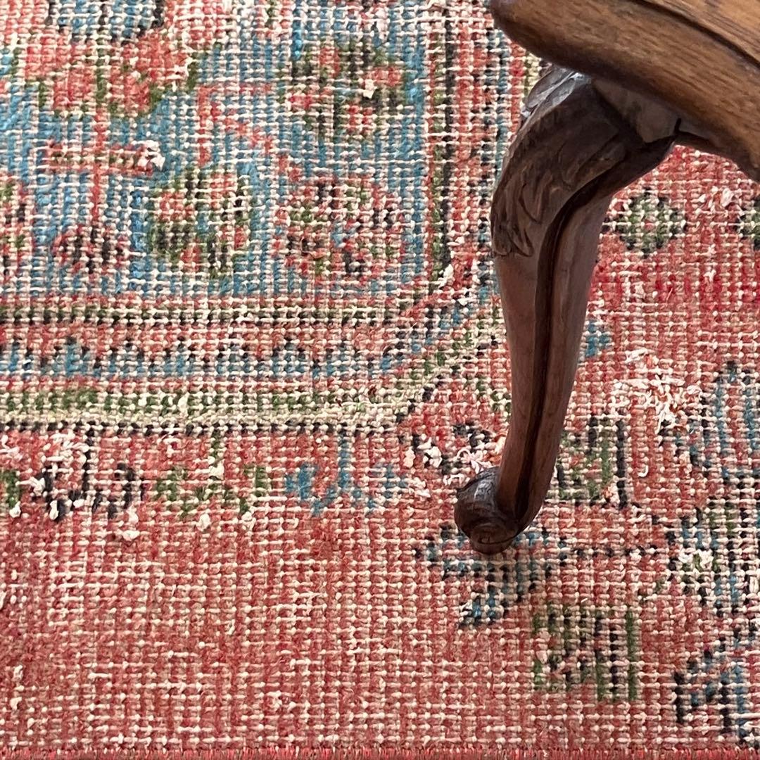 シャビーオレンジ78×190/ 3Box ブルーグリーン　トルコヴィンテージラグ